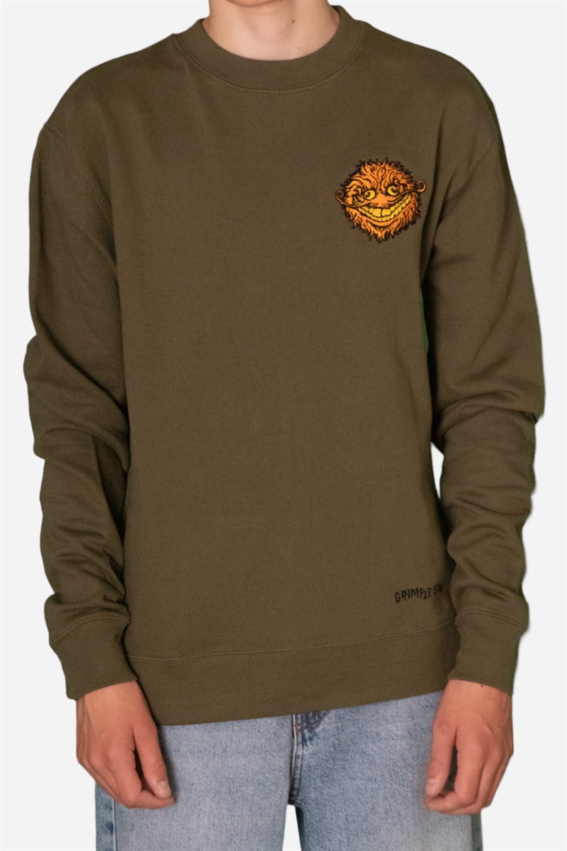 Anti Hero Crewneck Grimple Pullover Sweatshirt - Army Green