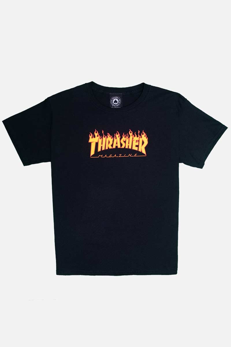 thrasher -t-shirt-junior-flame-logo-svart
