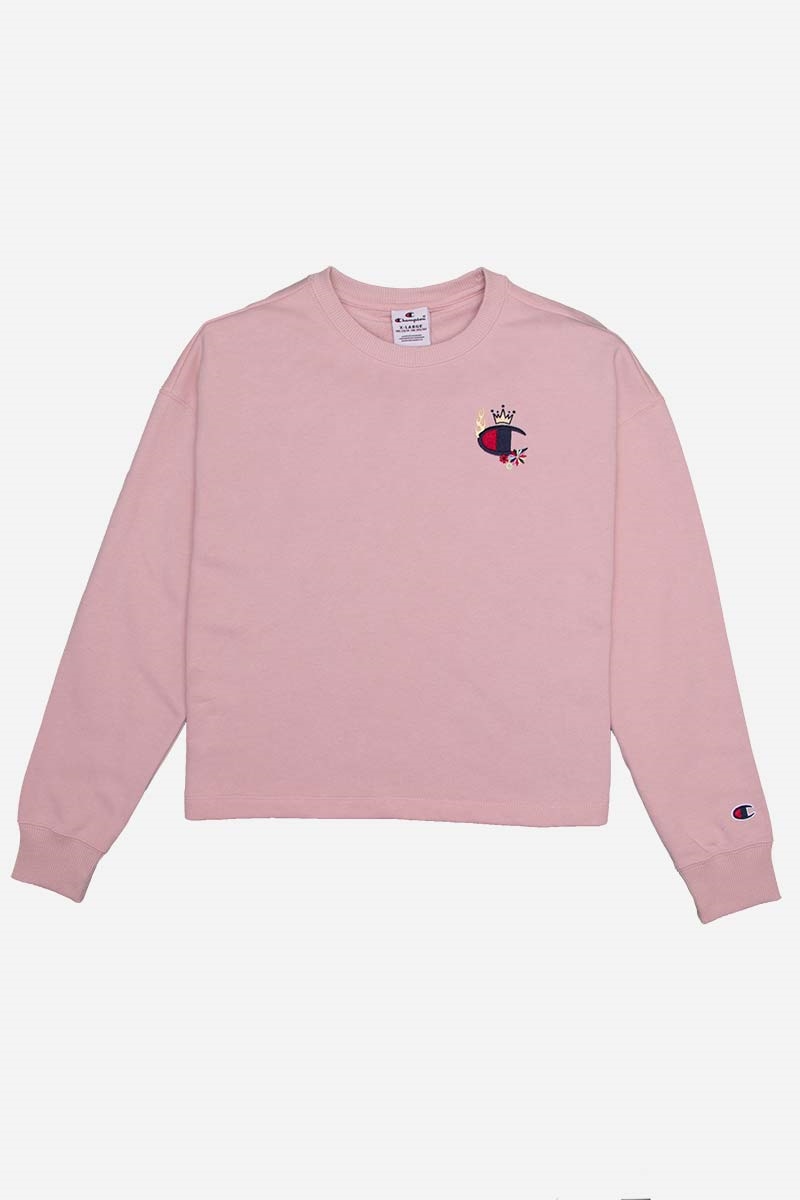 Champion Sweatshirt med broderi - Ljusrosa