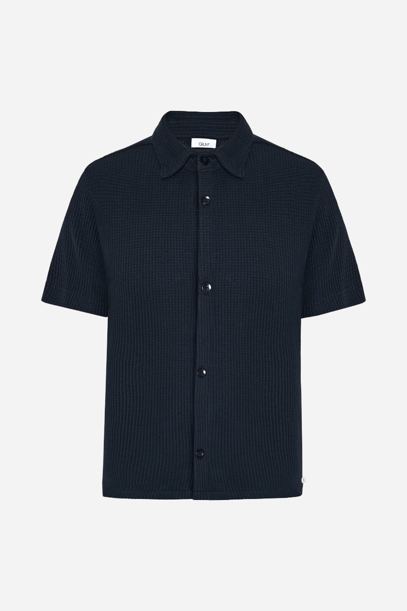 Grunt Alfred Waffle Shirt - Marinblå