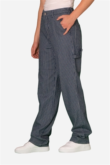 GRUNT Pants - Worker Blue Stripe - Marinblå