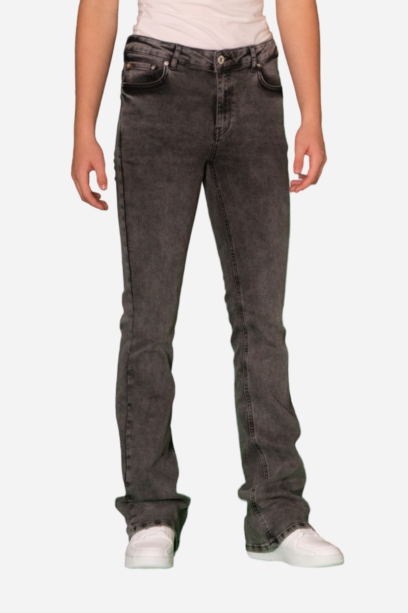 GRUNT Jeans - Texas Low Flare Pant - Grå