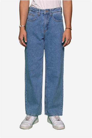 Grunt jeans med vida ben - Äkta blå