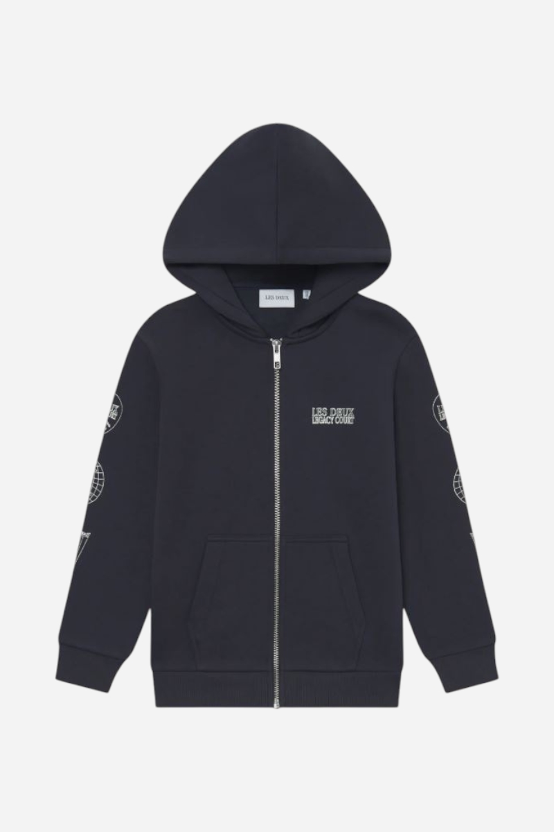 Les Deux Atlas Hoodie med dragkedja - Mörk marinblå