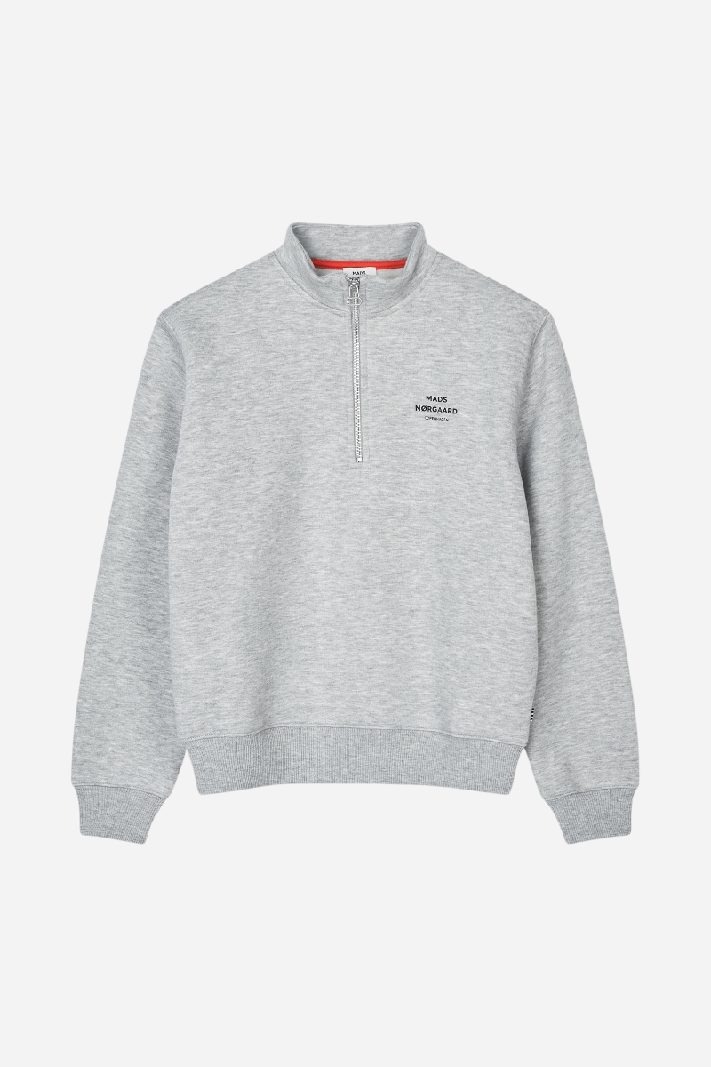 Mads Nørgaard Mix Sweat Crewie Half Zip - Gråmelerad
