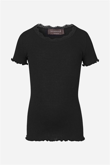 Rosemunde T-shirt med spets - Siden - Svart