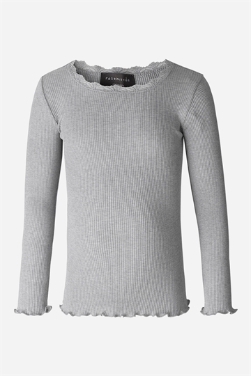 Rosemunde Silk L/S T-shirt Spets - Ljusgrå Melange 