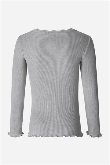 Rosemunde Silk L/S T-shirt Spets - Ljusgrå Melange 