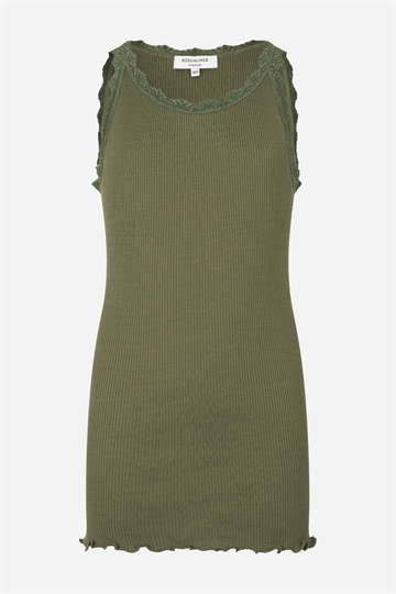 Rosemunde Silk Top med spets - Loden Green