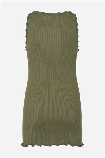 Rosemunde Silk Top med spets - Loden Green