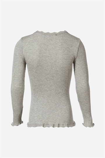 Rosemunde Silk Cardigan Lace - Ljusgrå