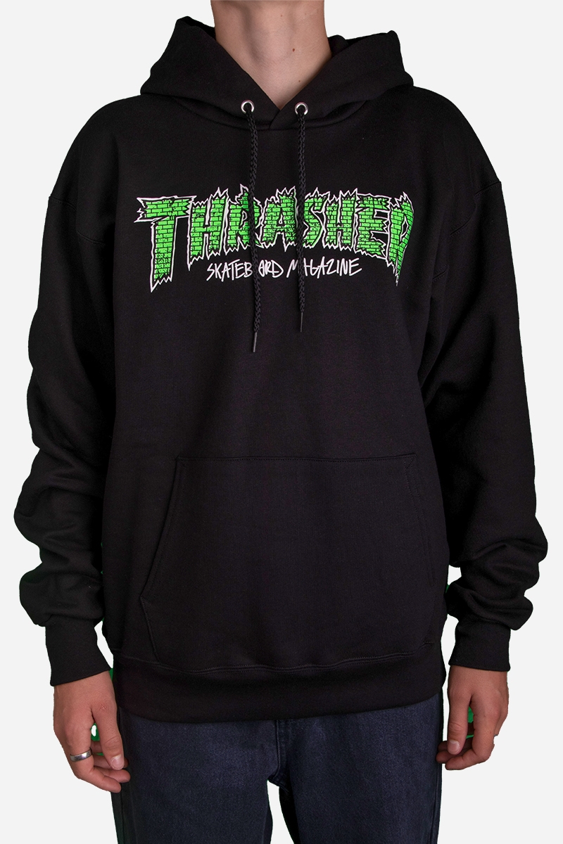 Thrasher Brick Hood - Svart