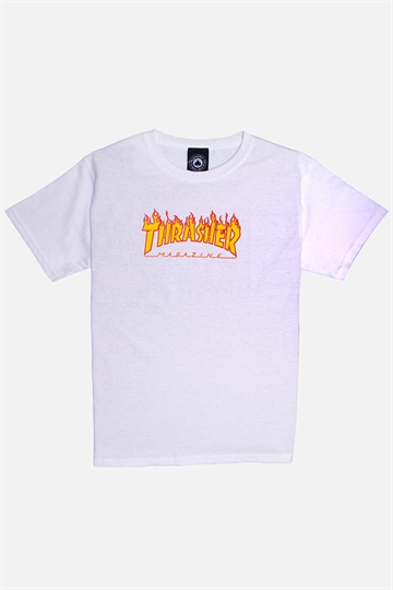 Thrasher T-shirt - Junior - Flame Logo - Vit
