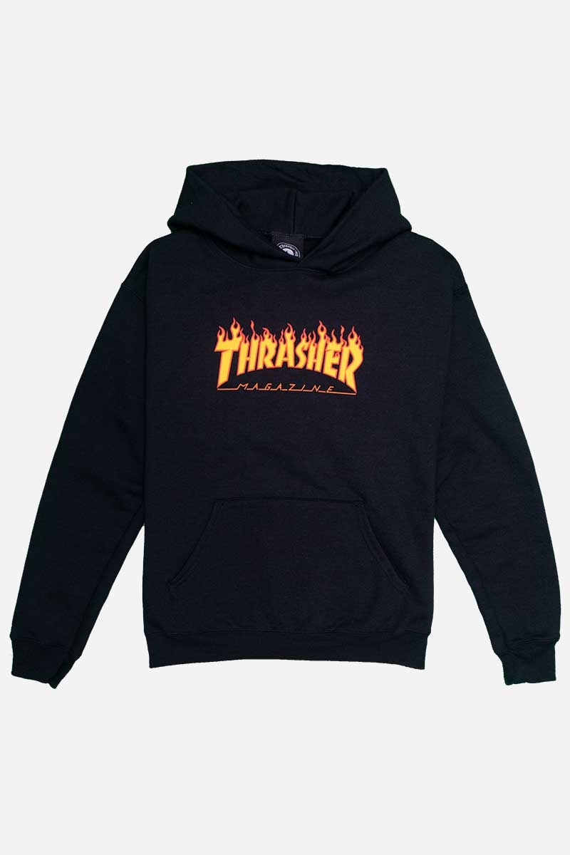 Thrasher Hoodie Barn - Flame - Svart