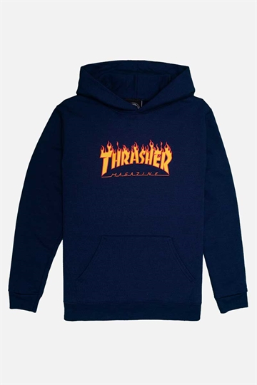 Thrasher Hoodie Barn - Flame - Marinblå