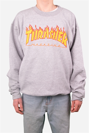 Thrasher Flame Logo Crewneck - Grå
