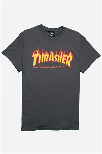 Thrasher T-shirt - Flame - Charcoal Grey