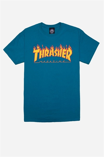 Thrasher T-shirt - Flame - Galapagos Blue