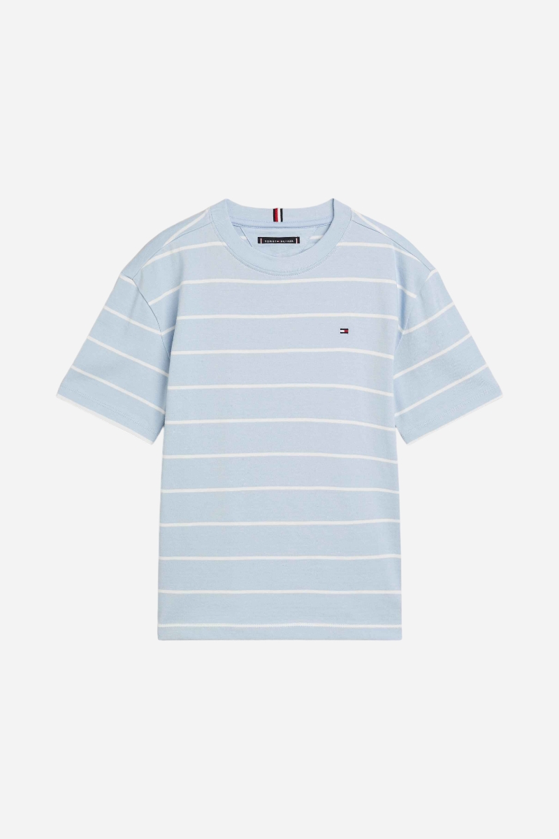 Tommy Hilfiger T-shirt med ränder - Breezy Blue Base / White Stripe